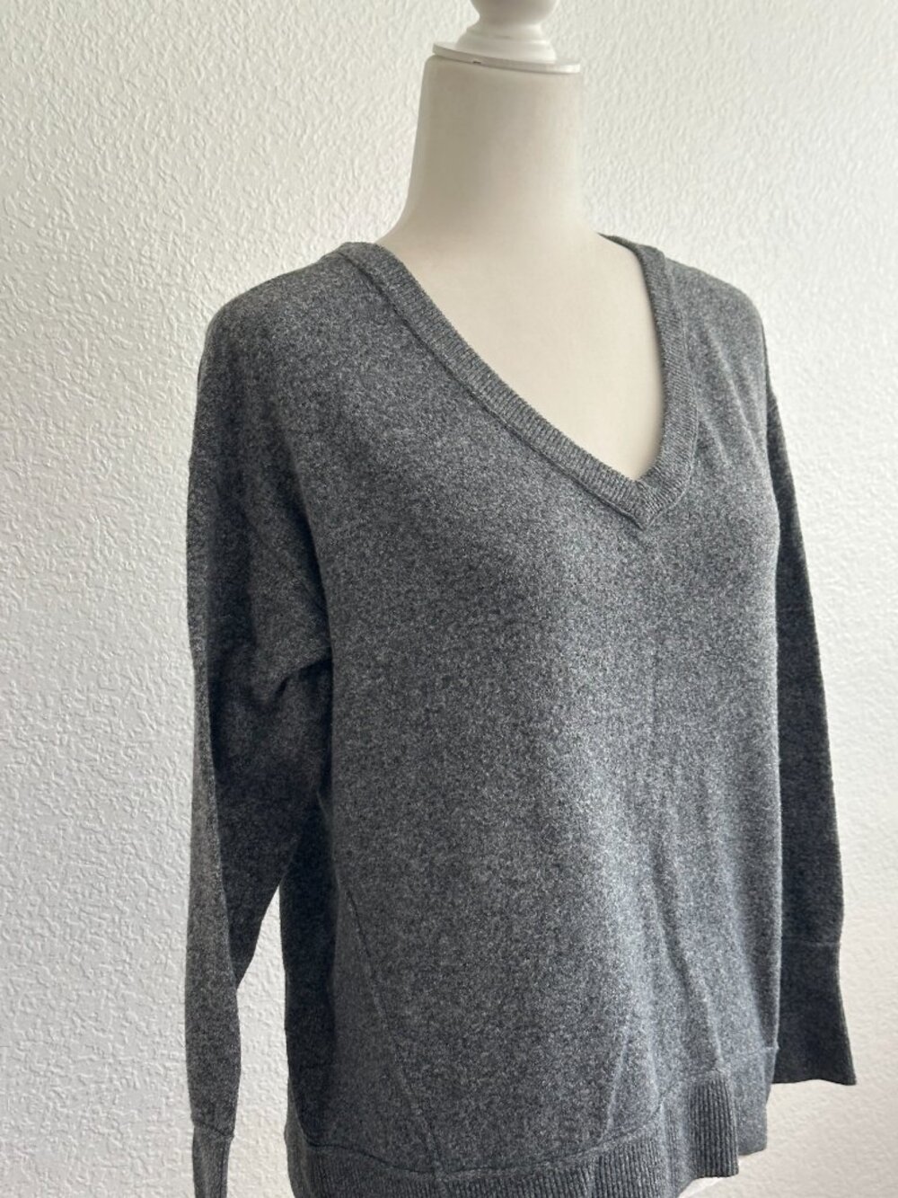 Lucky Brand Gray V-Neck Sweater | Size Small | Soft Cozy Knit Essential - Picture 3 of 9